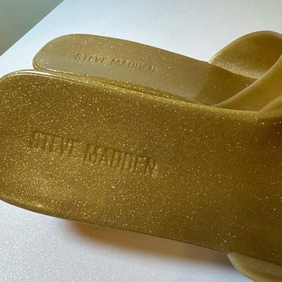 Steve Madden Harlin Open Toe Slide-On Single Strap Heeled Sandal Gold 9 - Picture 7 of 8